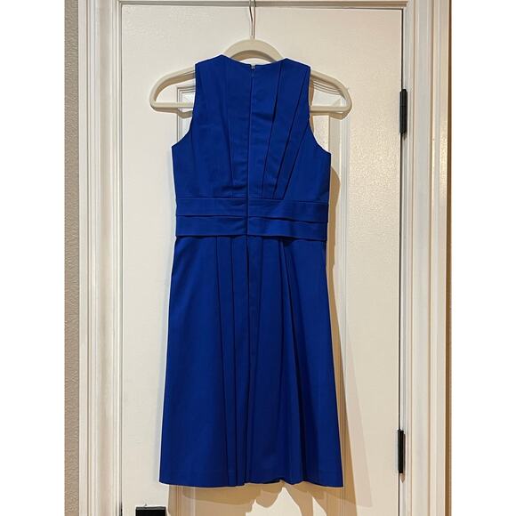 CALVIN KLEIN Peacock Blue V-Neck Sleeveless Fit & Flare Pleats Dress - Size 2P - Picture 8 of 8